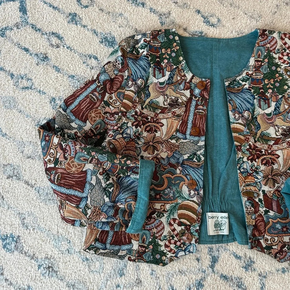 Vintage Reversible handmade tapestry canvas jacket - Size L - made in Canada - Picture 13 of 13